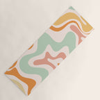 Retro Liquid Swirl Abstract Pattern in Celadon Orange Yoga Mat Gallery Image 1