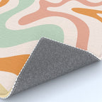 Retro Liquid Swirl Abstract Pattern in Celadon Orange Rug Gallery Image 4
