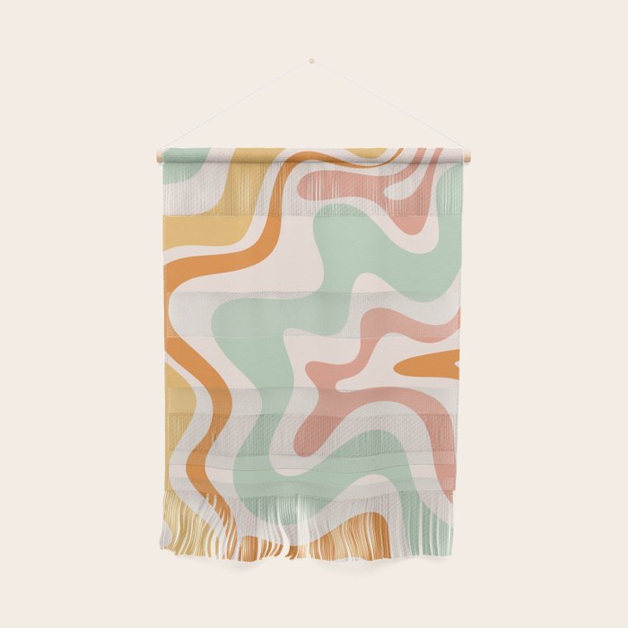 Retro Liquid Swirl Abstract Pattern in Celadon Orange Wall Hanging Gallery Image 1