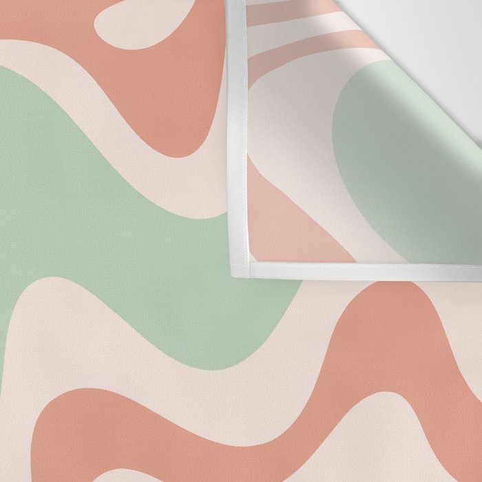 Retro Liquid Swirl Abstract Pattern in Celadon Orange Wall Tapestry Gallery Image 3