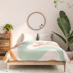 Retro Liquid Swirl Abstract Pattern in Celadon Orange Comforter Gallery Image 3