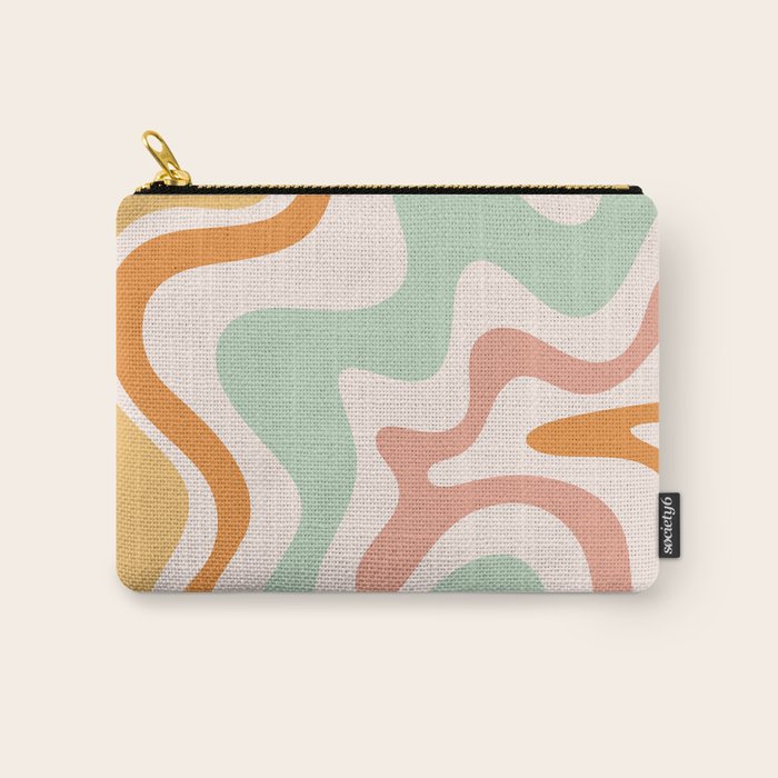 Retro Liquid Swirl Abstract Pattern in Celadon Orange Carry All Pouch Gallery Image 1
