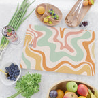 Retro Liquid Swirl Abstract Pattern in Celadon Orange Cutting Board Gallery Image 2