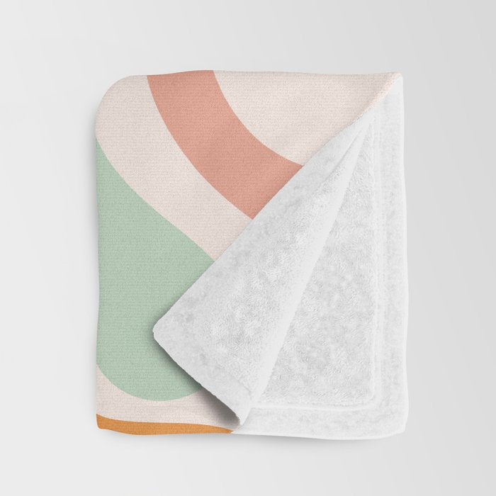 Retro Liquid Swirl Abstract Pattern in Celadon Orange Throw Blanket Gallery Image 3