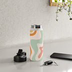 Retro Liquid Swirl Abstract Pattern in Celadon Orange Water Bottle Gallery Image 4