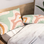 Retro Liquid Swirl Abstract Pattern in Celadon Orange Pillow Sham Gallery Image 2