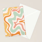 Retro Liquid Swirl Abstract Pattern in Celadon Orange Stationery Card Gallery Image 2
