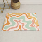 Retro Liquid Swirl Abstract Pattern in Celadon Orange Rug Gallery Image 1