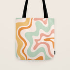Retro Liquid Swirl Abstract Pattern in Celadon Orange Tote Bag Gallery Image 1
