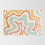 Retro Liquid Swirl Abstract Pattern in Celadon Orange Rug Gallery Image 2