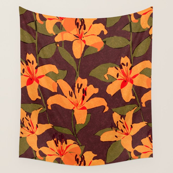 Tiger Lily (BROWN) Wall Tapestry Gallery Image 1