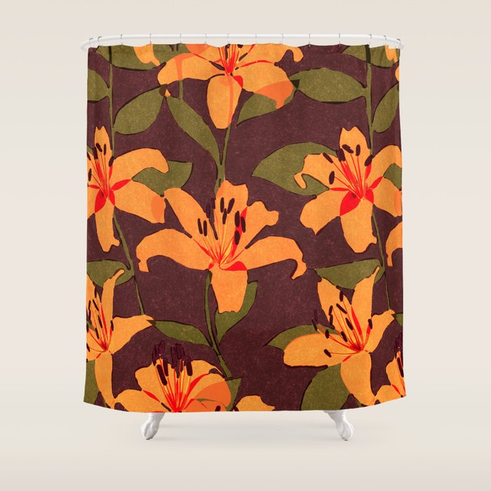 Tiger Lily (BROWN) Shower Curtain Gallery Image 1