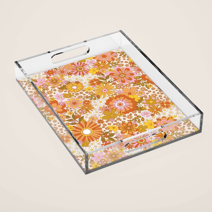 70s Floral Pattern Acrylic Tray Gallery Image 1