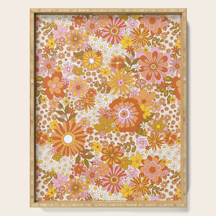 70s Floral Pattern Serving Tray Gallery Image 1