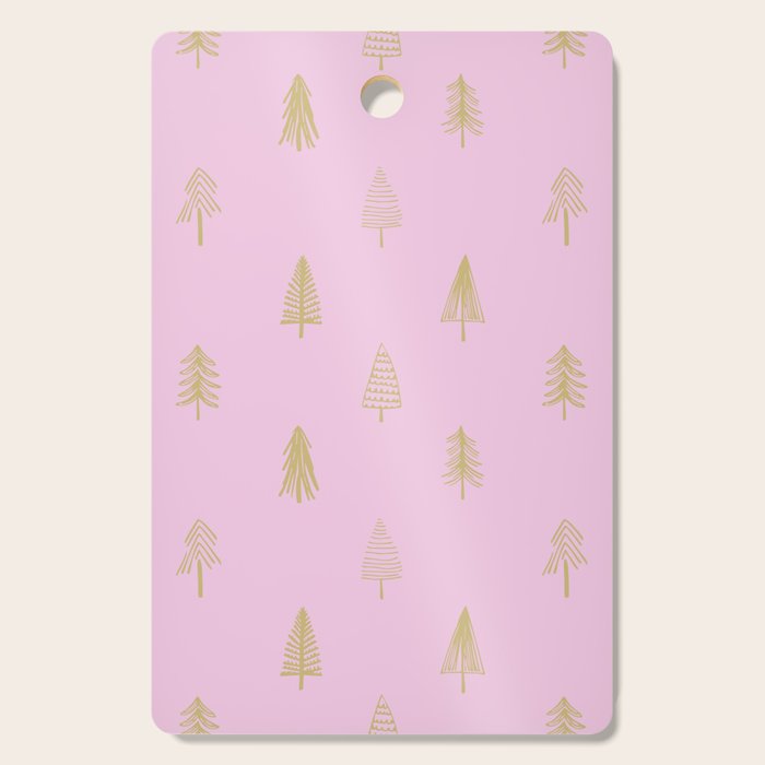 Pink pine tree doodle art pattern Cutting Board Gallery Image 1