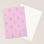 Pink pine tree doodle art pattern Stationery Card Gallery Image 2