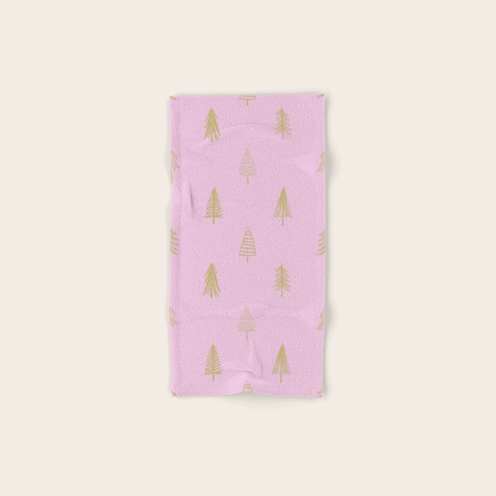 Pink pine tree doodle art pattern Bath Towel Gallery Image 1