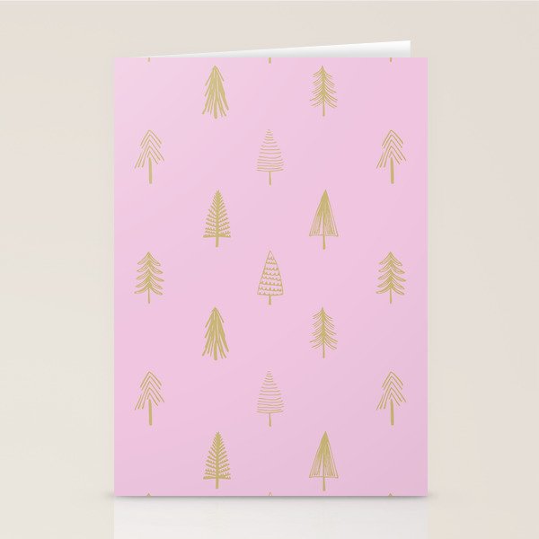 Pink pine tree doodle art pattern Stationery Card Gallery Image 1