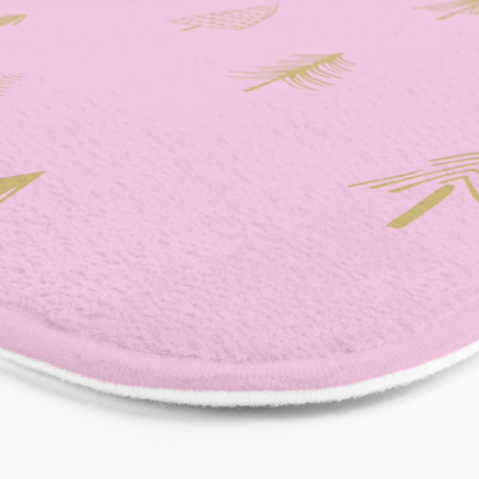 Pink pine tree doodle art pattern Bath Mat Gallery Image 3