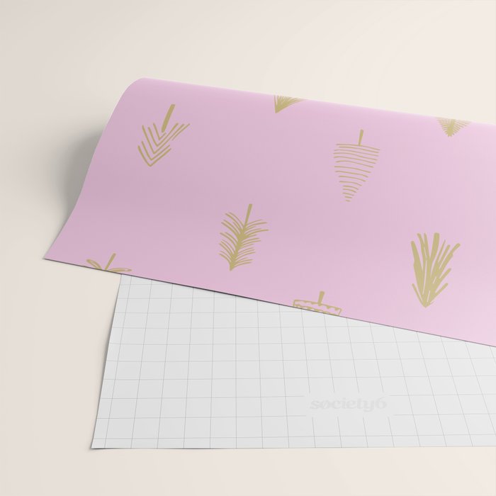Pink pine tree doodle art pattern Wrapping Paper Gallery Image 2