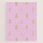 Pink pine tree doodle art pattern Jigsaw Puzzle Gallery Image 1