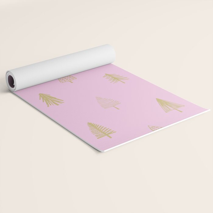 Pink pine tree doodle art pattern Yoga Mat Gallery Image 2
