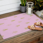 Pink pine tree doodle art pattern Outdoor Rug Gallery Image 2