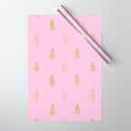 Pink pine tree doodle art pattern Wrapping Paper Gallery Image 1
