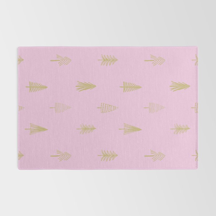 Pink pine tree doodle art pattern Rug Gallery Image 2