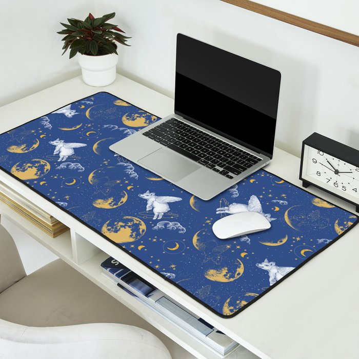 Celestial Pigs lunar blue Desk Mat Gallery Image 2