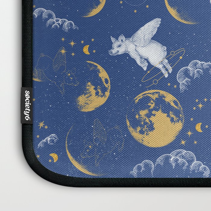 Celestial Pigs lunar blue Laptop Sleeve Gallery Image 3