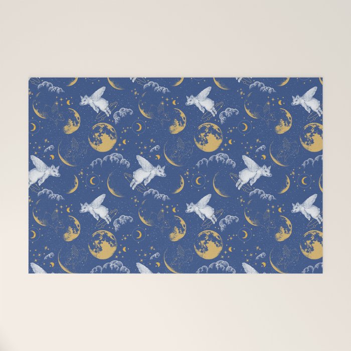 Celestial Pigs lunar blue Welcome Mat Gallery Image 1