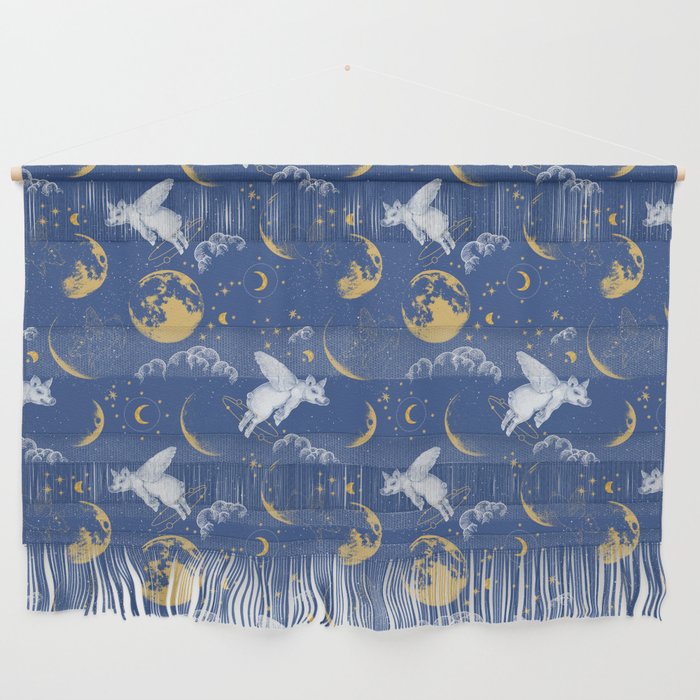 Celestial Pigs lunar blue Wall Hanging Gallery Image 1