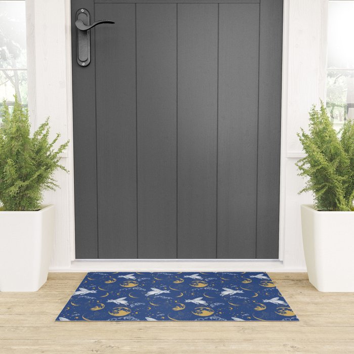 Celestial Pigs lunar blue Welcome Mat Gallery Image 3