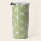 Bows & Ribbons Pattern XXIV Pastel Green Travel Mug Gallery Image 3