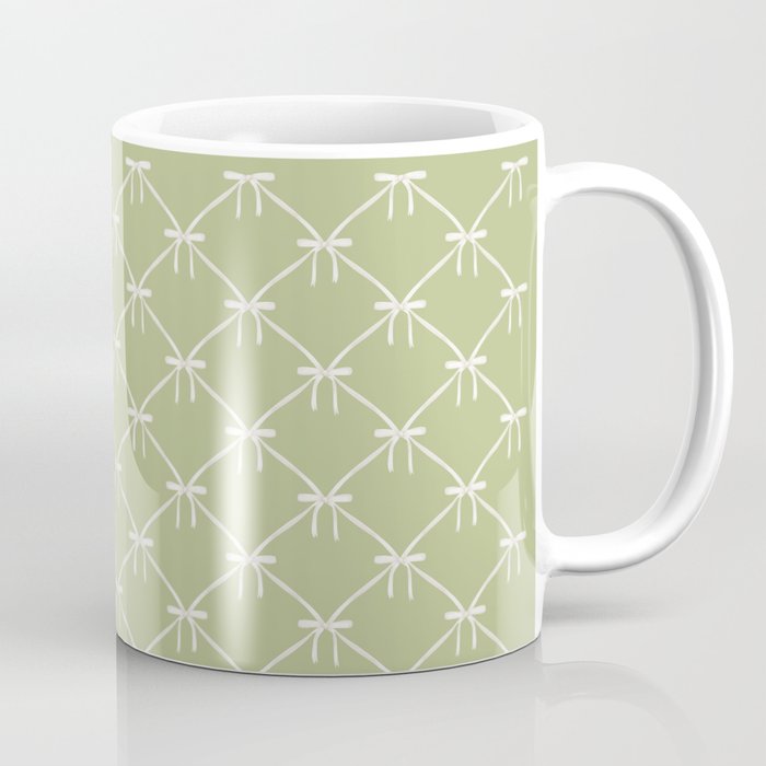 Bows & Ribbons Pattern XXIV Pastel Green Coffee Mug Gallery Image 1