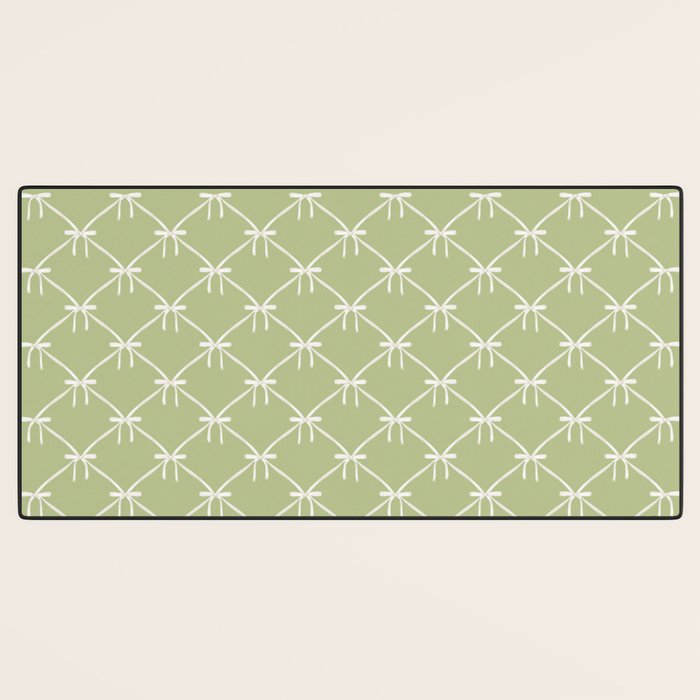 Bows & Ribbons Pattern XXIV Pastel Green Desk Mat Gallery Image 3