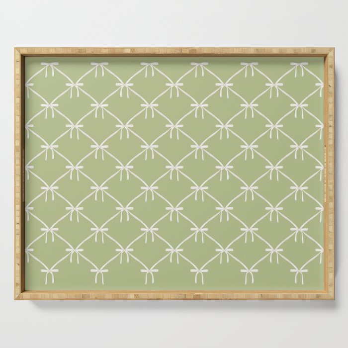 Bows & Ribbons Pattern XXIV Pastel Green Serving Tray Gallery Image 1