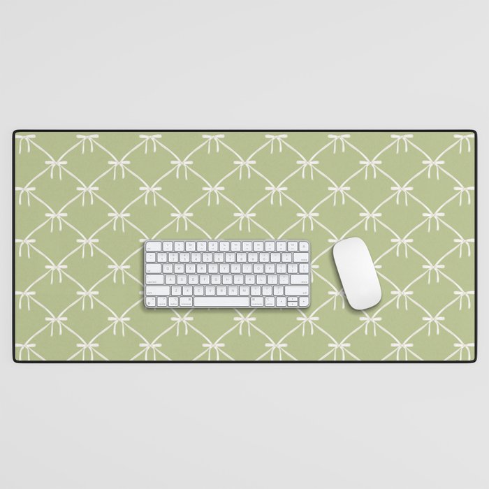 Bows & Ribbons Pattern XXIV Pastel Green Desk Mat Gallery Image 1