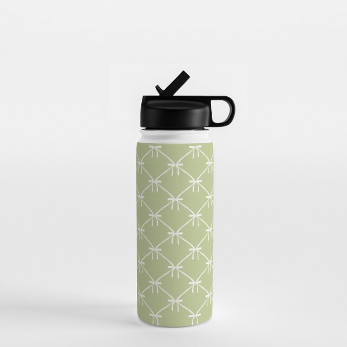Bows & Ribbons Pattern XXIV Pastel Green Water Bottle Gallery Image 1