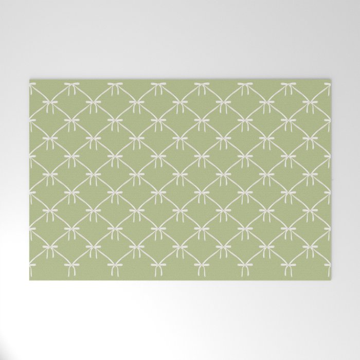 Bows & Ribbons Pattern XXIV Pastel Green Welcome Mat Gallery Image 1