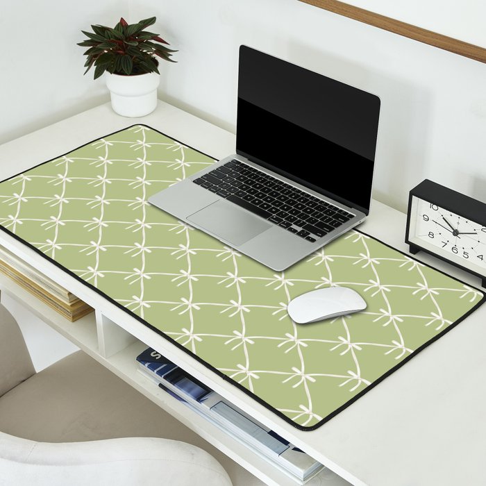 Bows & Ribbons Pattern XXIV Pastel Green Desk Mat Gallery Image 2