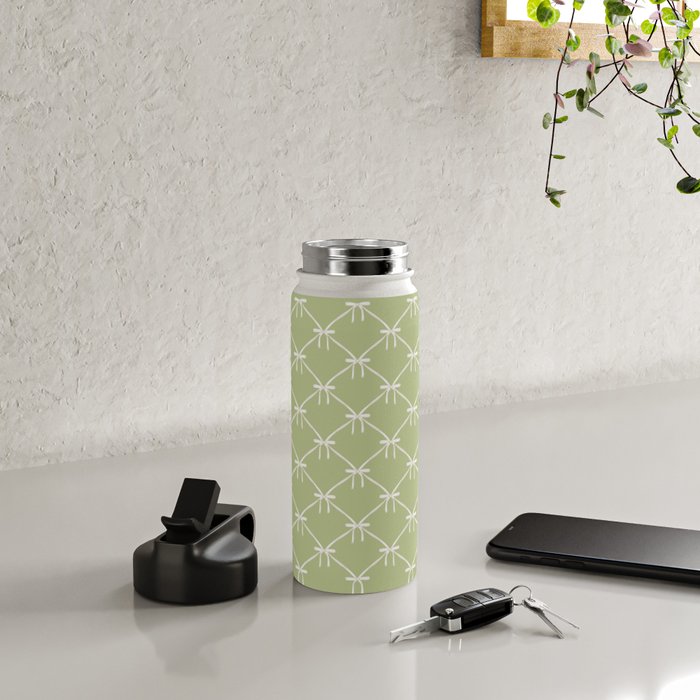 Bows & Ribbons Pattern XXIV Pastel Green Water Bottle Gallery Image 4