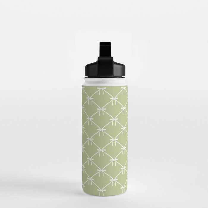 Bows & Ribbons Pattern XXIV Pastel Green Water Bottle Gallery Image 2
