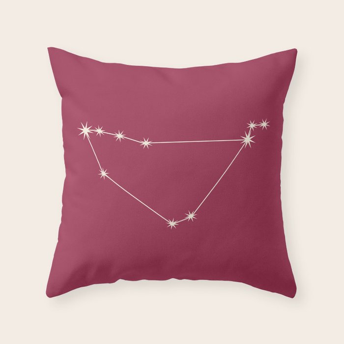Capricorn Zodiac Star Constellation Line Art Pink Throw Pillow Gallery Image 6
