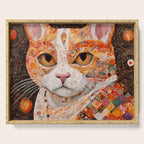 Gustav Klimt Style Tabby Cat with Colorful Geometric Robe Serving Tray Gallery Image 1