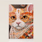 Gustav Klimt Style Tabby Cat with Colorful Geometric Robe Stationery Card Gallery Image 2