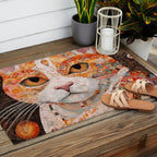 Gustav Klimt Style Tabby Cat with Colorful Geometric Robe Outdoor Rug Gallery Image 2