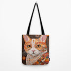 Gustav Klimt Style Tabby Cat with Colorful Geometric Robe Tote Bag Gallery Image 2