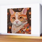 Gustav Klimt Style Tabby Cat with Colorful Geometric Robe Wall Mural Gallery Image 2